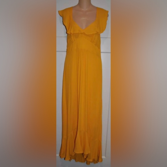 Anthropologie Yellow Ruffle Maxi Dress - Picture 5 of 10
